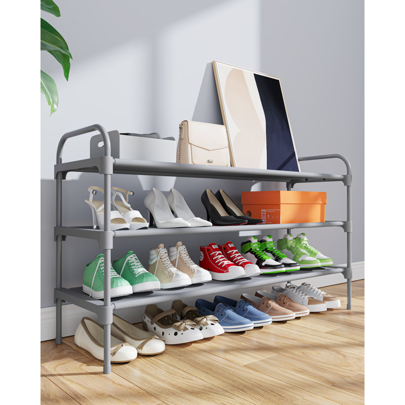 Extra-Long Shoe Rack for Closet, Shoe Organizer for Front Door Entrance, Stackable Shoe Shelf, Detachable Closet Organizers and Storage, 39.0" Wide - 3 Tier, Grey