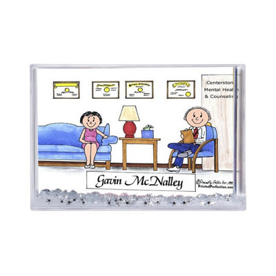 Personalized Therapist, Psychologist - Male MINI Snow Globe Frame Gift  2.5" x 3.75"