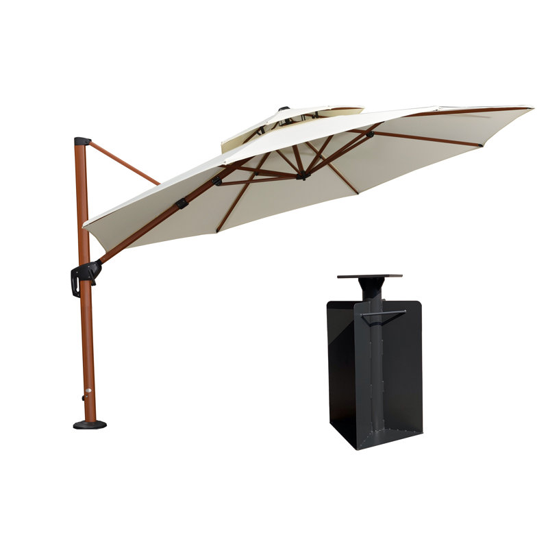Parasol en porte-à-faux avec levier à manivelle 144 po Selwa, Crème