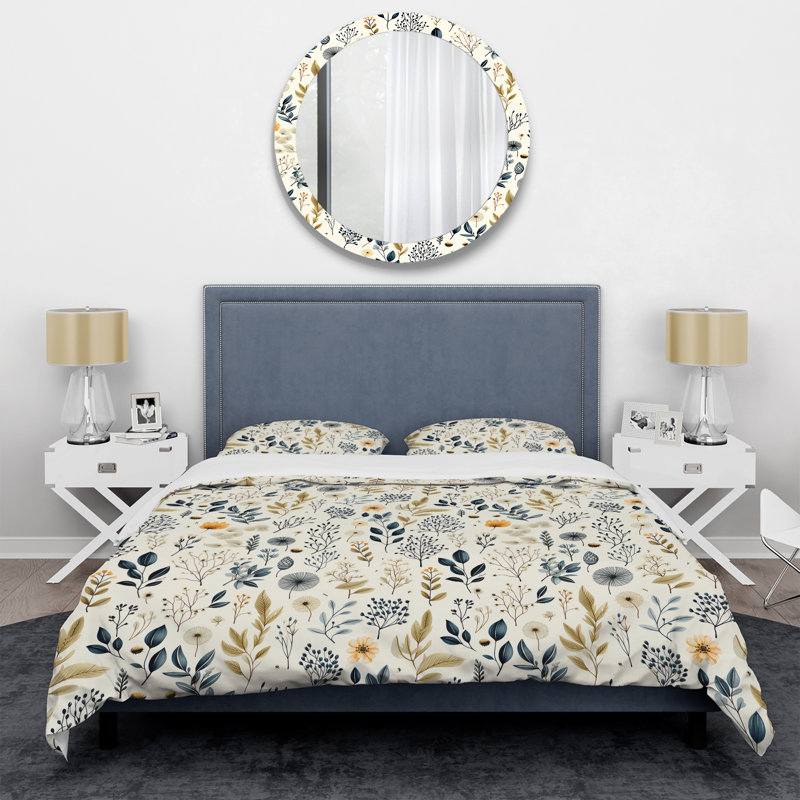 Ensemble de housse de couette Botanical Sketched VI, Housse de couette simple + 1 taie décorative stan