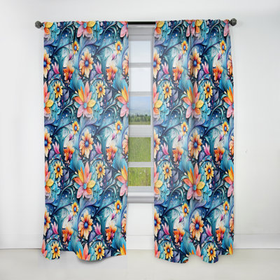 Rideau à motif floral motif cachemire Watercolor Delight II - 1 panneau