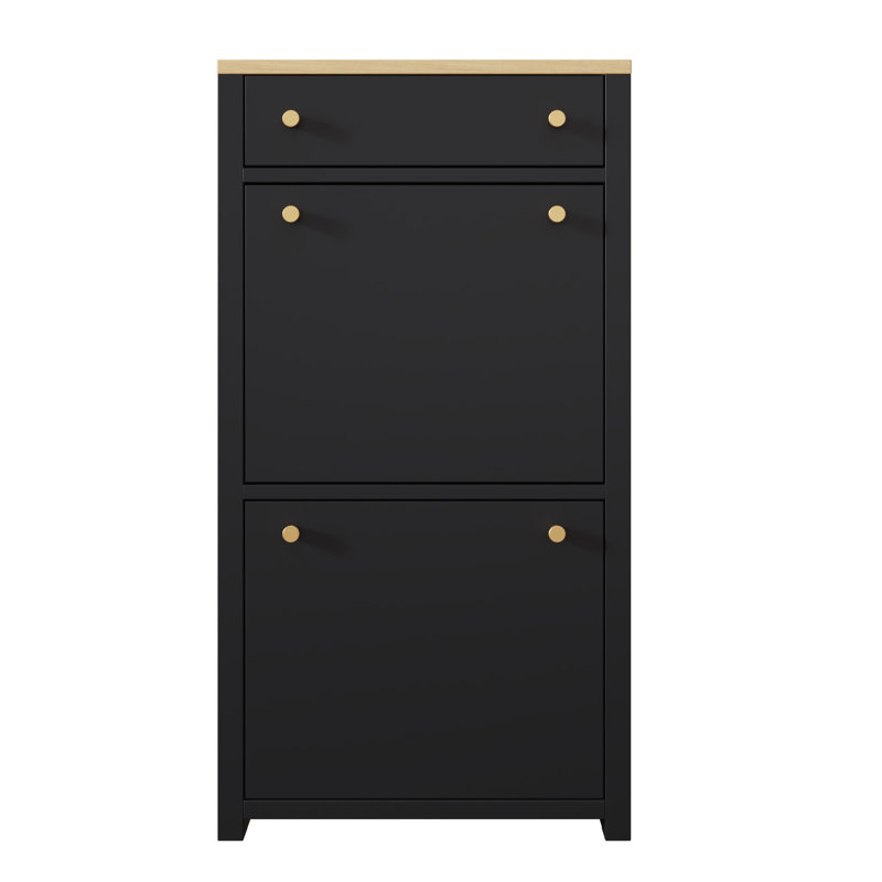 8 Pair Shoe Storage Cabinet, Black