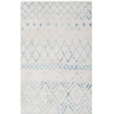 Seeger Geometric Ivory/Aqua Area Rug