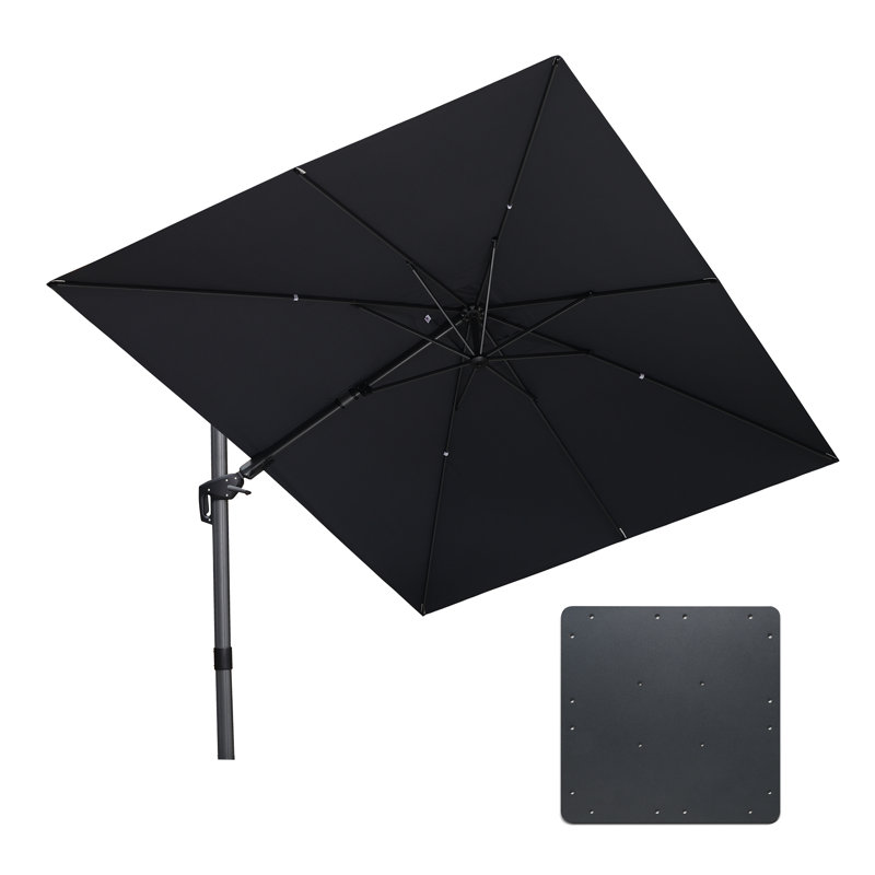Parasol carré en porte-à-faux gris 9 "x 12" avec base en tôle d'acier, Gris