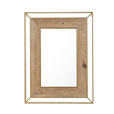 31.9'' H Rustic Decorative Wall Mirror, Farmhouse Floating Frame Accent Mirror
