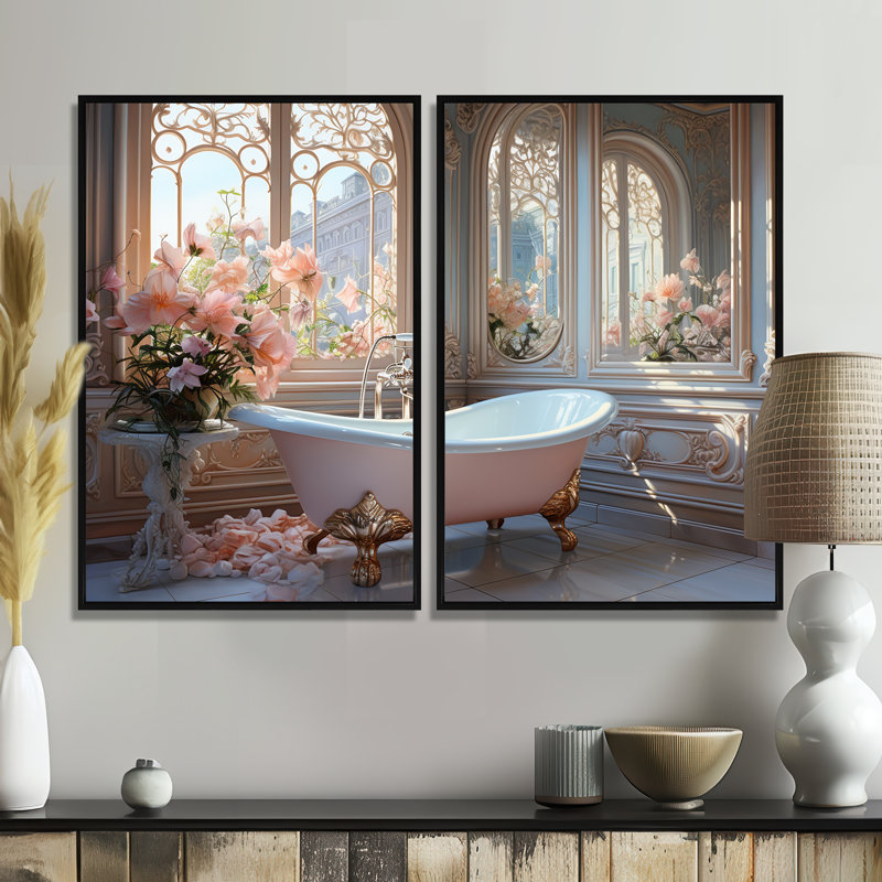 Impression sur toile pour salle de bain Ethereal Glow III - Large, 36" H x 48" W, Impression encadrée flottante, Black