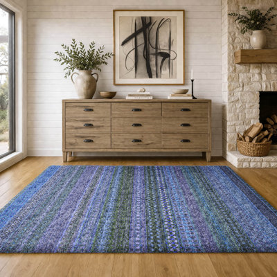 Premium Machine Washable Dream Shag ADS527 Striped Rug
