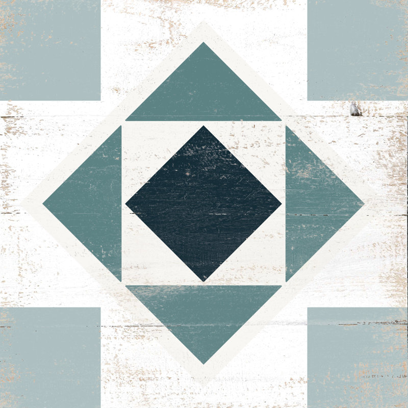 Blue Triangle Tile - Wrapped Canvas Print, 122cm H x 122cm W