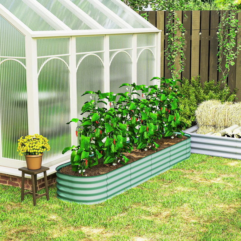 5 x 2.5 x 2 ft Galvanized Raised Garden Bed, Easy DIY, Dark Green, Green, 22" H x 63" W x 31.5" D