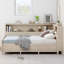 Lit de jour avec tablettes de rangement et 3 tiroirs, lit plateforme, cadre de lit-107123788