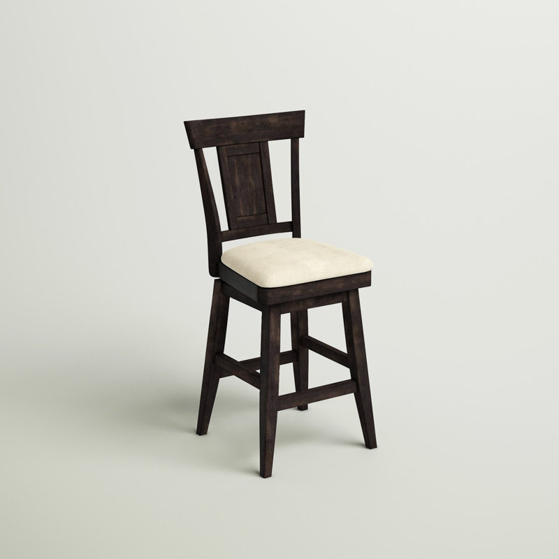 Fortville Swivel Upholstered Counter Stool, Antique Black, Counter Stool (25.78” Seat Height)