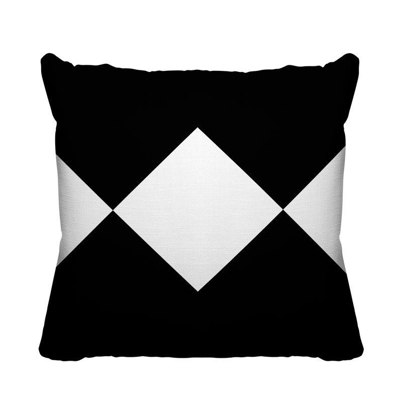 Coussin décoratif à motif géométrique intérieur / extérieur Alexis Diamond, L 19 po x H 19 po, Noir
