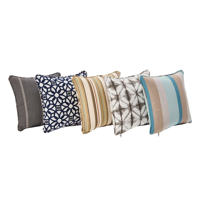 Sunbrella Brown Geometric Square Outdoor Decorative Pillow Set