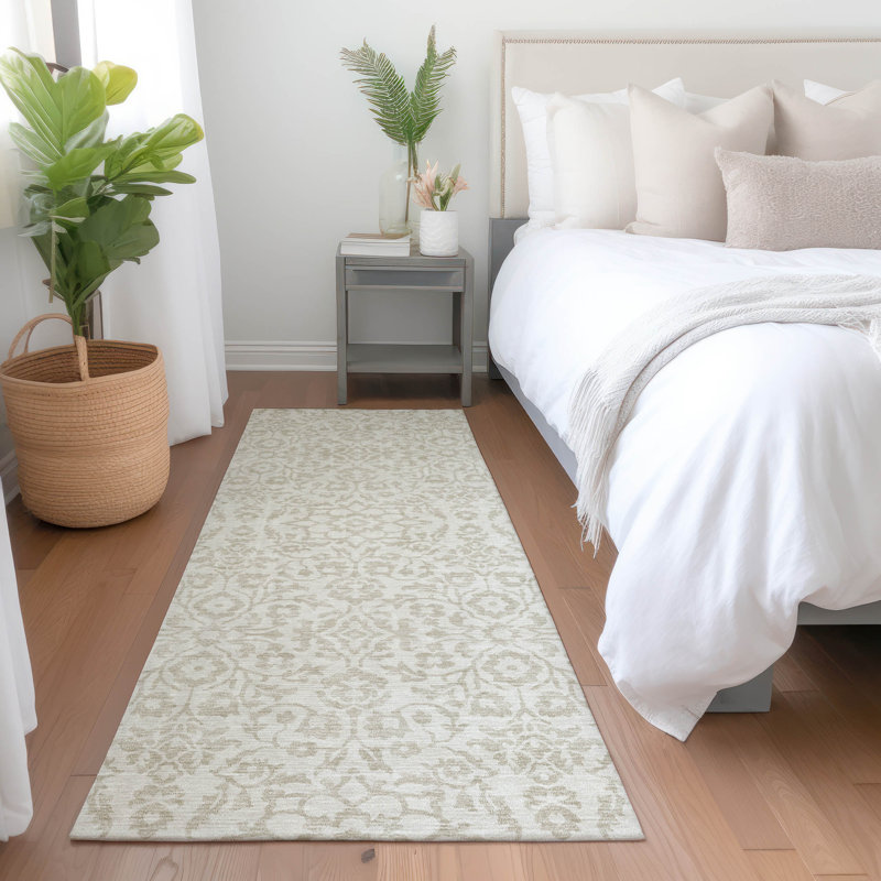 Tapis ivoire Prisco lavable à la machine de qualité supérieure, Tapis de couloir 2 pi 3 po x 7 pi 6 po