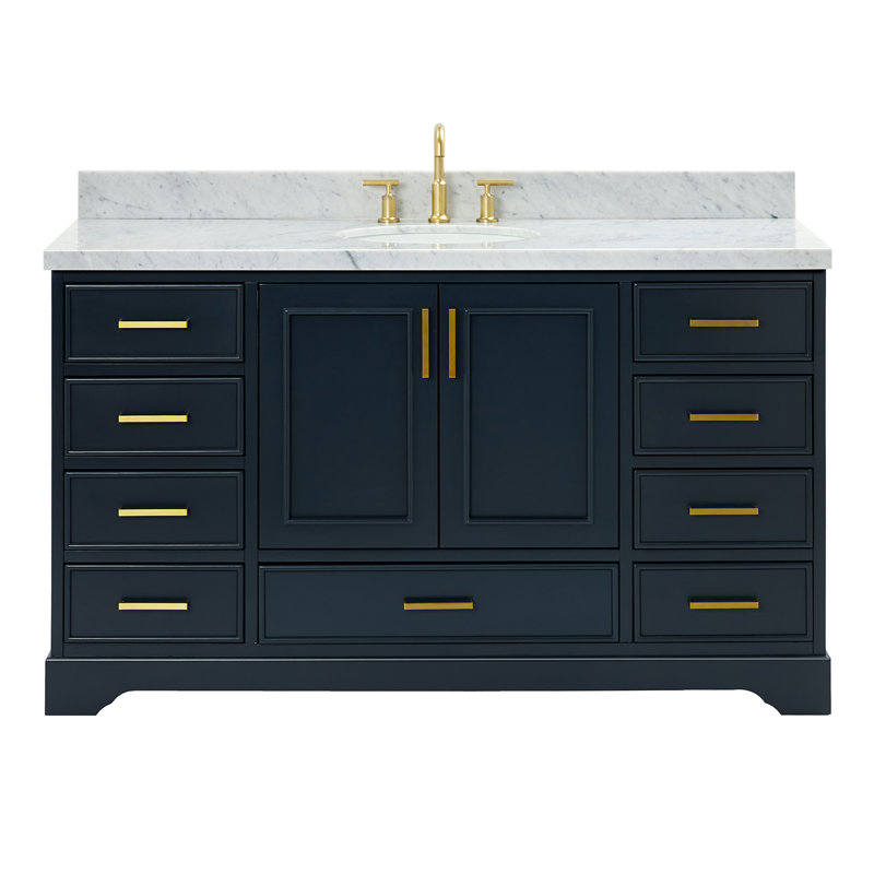 Ensemble de meuble-lavabo simple 61 po Abshire, Bleu minuit