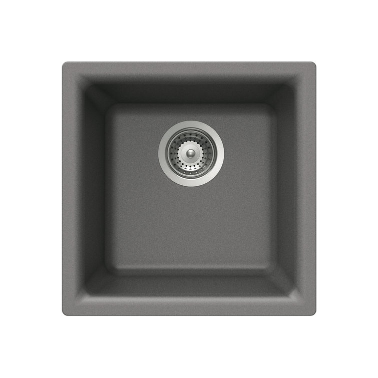 Houzer Quartztone 16 inch Slate Granite Composite Dual Mount Single Bowl Bar Sink - E-100 SLATE