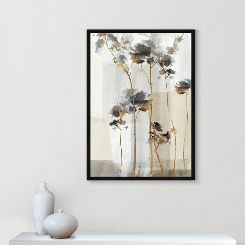 Impression Golden Zen II par Eva Watts, L 25,5 po x H 35,5 po, Impression encadrée, Grain de bois noir
