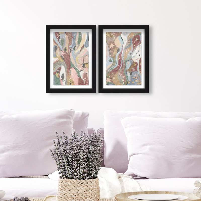Modern Folk Set Set by Oliver Gal, 51"H x 35"W, Black Shadowbox