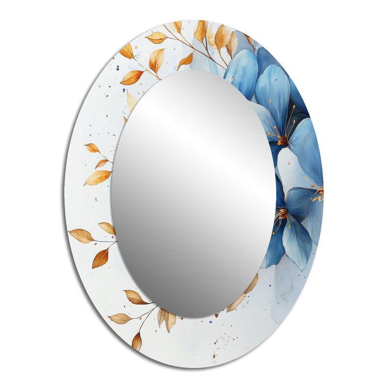 Plumeria Radiance - miroir mural bleu, 40 po x 30 po