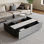 Table basse à plateau relevable 51 po avec plateau en pierre frittée et tiroirs de rangement à compartiments cachés
