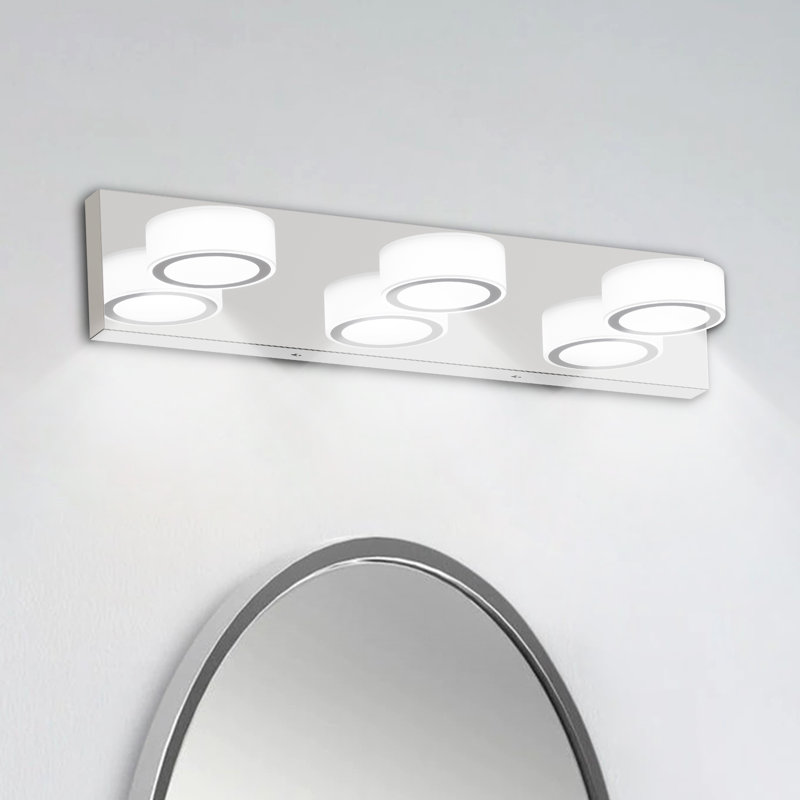 Éclairage pour meuble-lavabo à DEL 3 lumières à intensité variable, barre de salle de bain chromée pour salle de bain, miroir de meuble-lavabo et salon