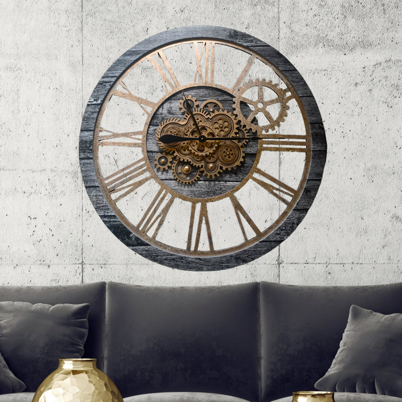 Solid Wood Wall Clock, Dark Grey
