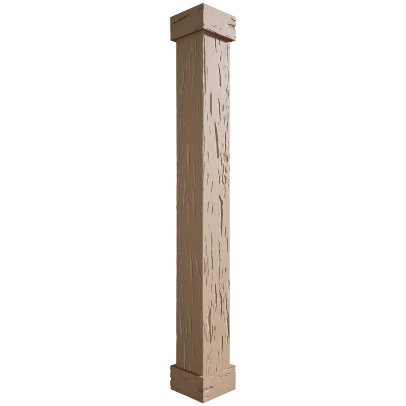 Enveloppe de colonne carrée Timberthane, H 96 po x l 8 po x P 8 po, Standard standard et base, Cyprès Pecky