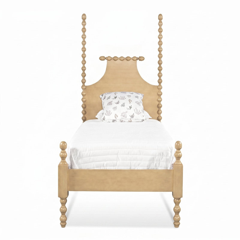 Emily Spindle Four Post Bed, Twin, Pumice