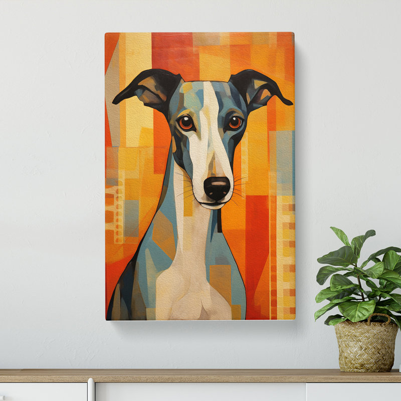 Greyhound Deco No.4 - Wrapped Canvas, 76cm H x 50cm W x 3cm D