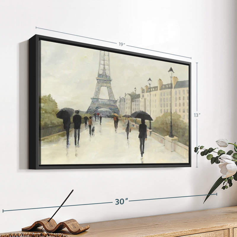 Eiffel sur toile sous la pluie, H 13 po x l 19 po