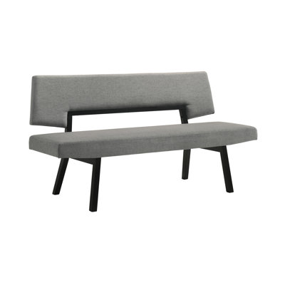 Jeiren 63" Wide Upholstered Dining Bench with Back in Rubberwood and Fabric by George Oliver