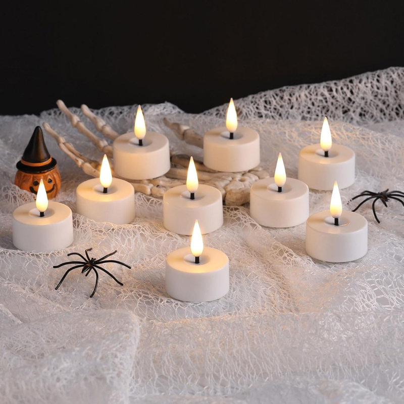 12 bougies chauffe-plat à DEL sans flamme avec télécommande - blanc