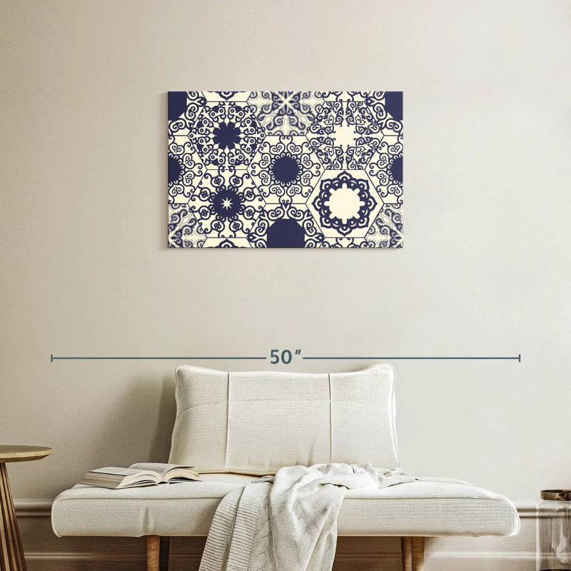 Motif de carreaux ornés bleu Kerner, H 20 po x l 30 po