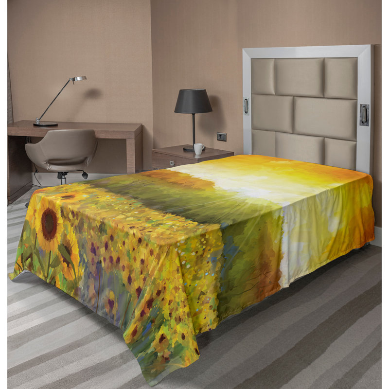 Drap-housse Ambesonne Oranger, Drap plat pour lit simple