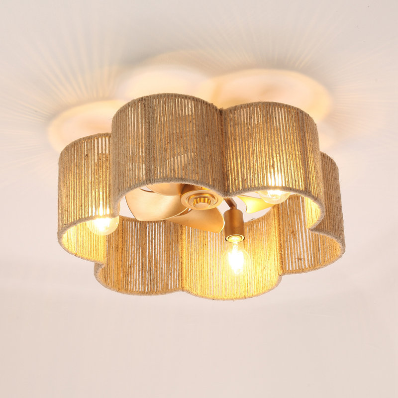 20.9" Boho Caged Ceiling Fan With Light Kit And Remote Control