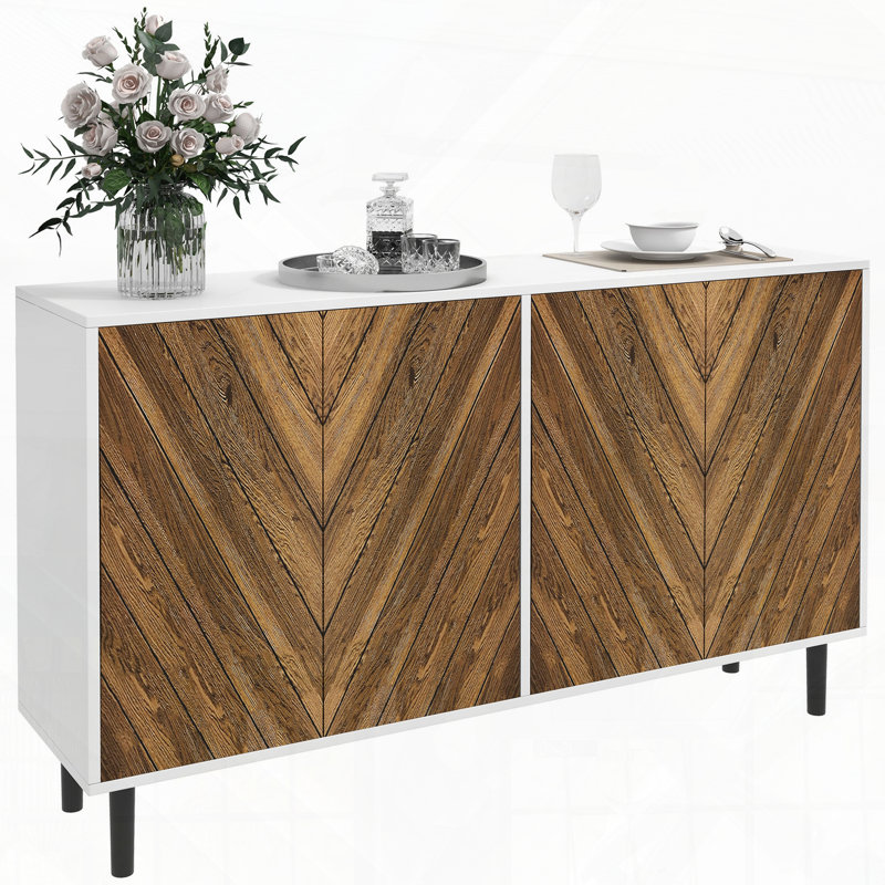 Buffet de cuisine moderne avec tablettes réglables et portes à chevrons