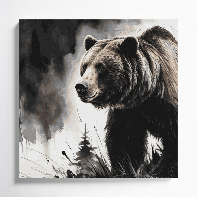 Faune, grizzly noir, art mural sur toile