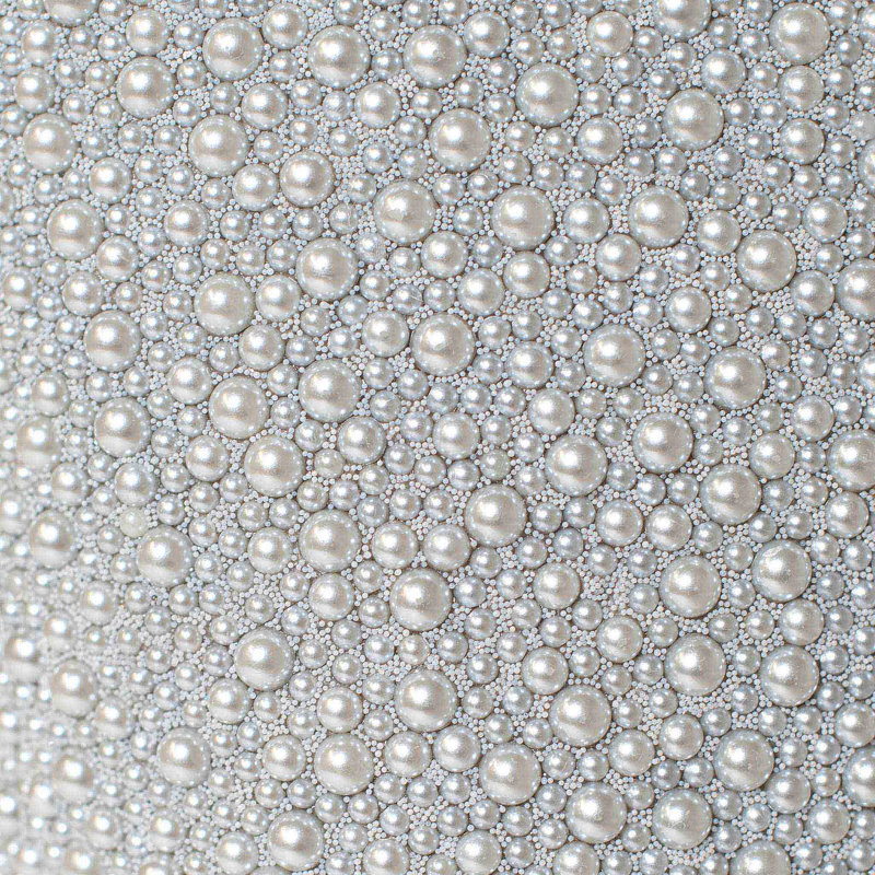 Coussin Sparkles Home Pearl avec fausses perles | Velours argenté | Insert de plumes 16 po x 16 po
