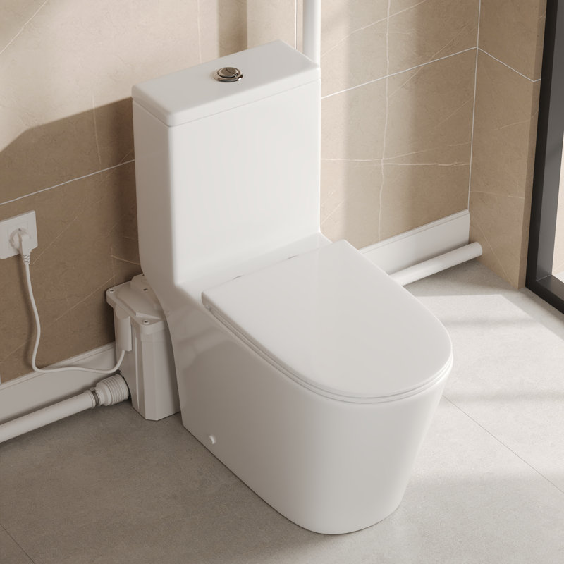 Macerating Toilet For Basement| 23Ft Vertical Sewage Lift, 700W Stainless Steel Grinder, Dual Odor Control System, 1.06/1.59 Gpf Dual Flush