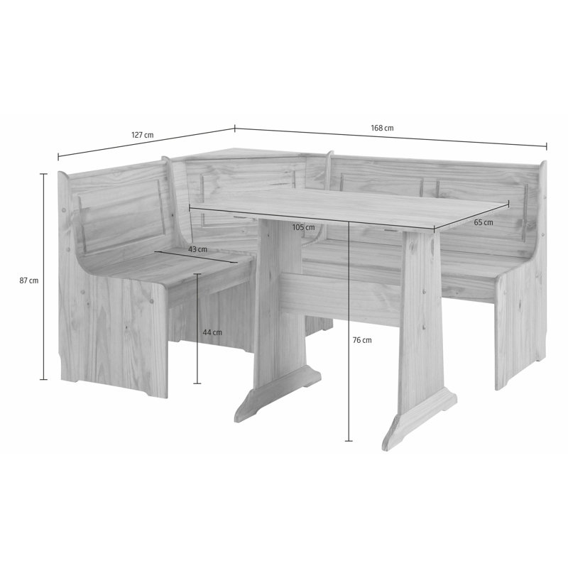 2 -Person Pine Solid Wood Dining Set, Nature