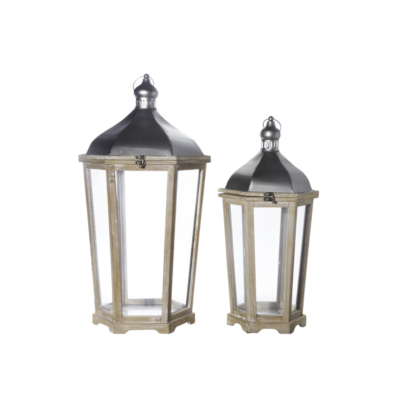 29'' H Wood Tabletop Lantern