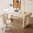 Cream White Rectangle Sintered Stone Writing Desk-789162268