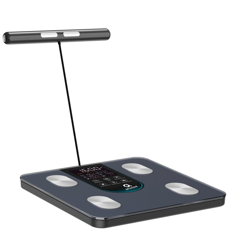 Smart Bathroom Scale with Sensory Handle - 8-Electrode High Precision Body Composition Monitor - 26 Metrics, LED Display, BMI, Muscle & Fat Measurement - Compatible with Apple Health & Android Health - Ideal for Gym and Home Use 