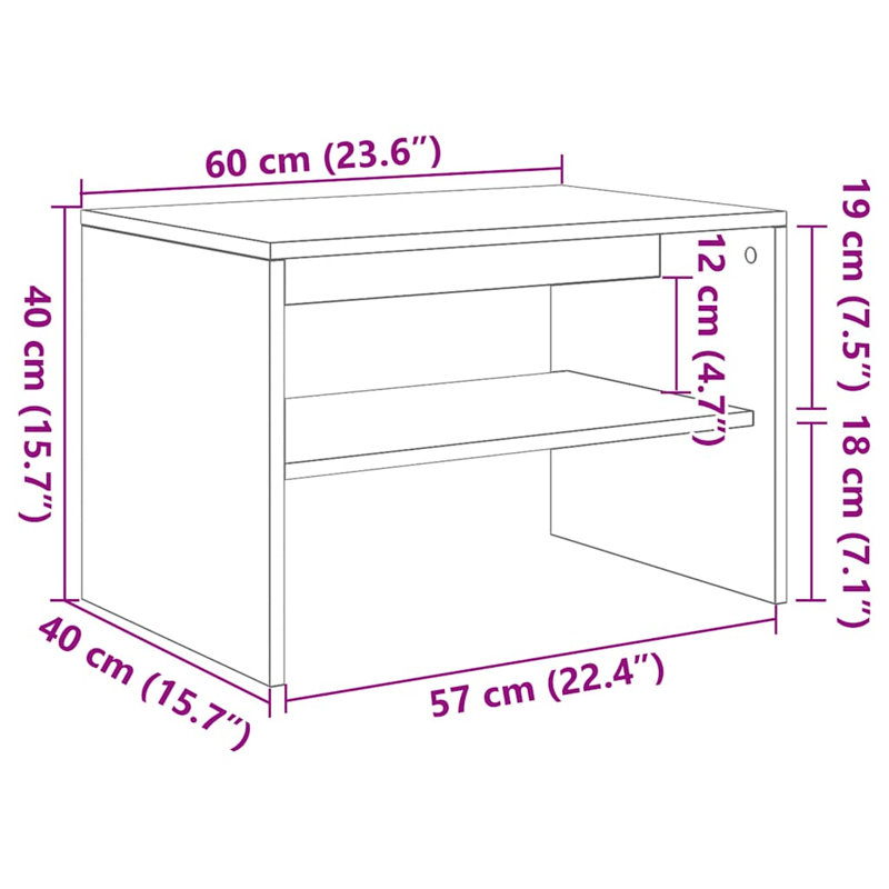 Shalo Unfinished TV Stand, Black Oak, 60cm