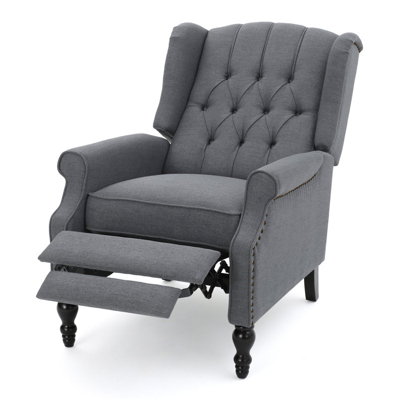 Alta Traditional 28.5" Wide Manual Wingback Recliner Chair, Charcoal, 42.5'' H x 28.5'' W x 34.5'' D