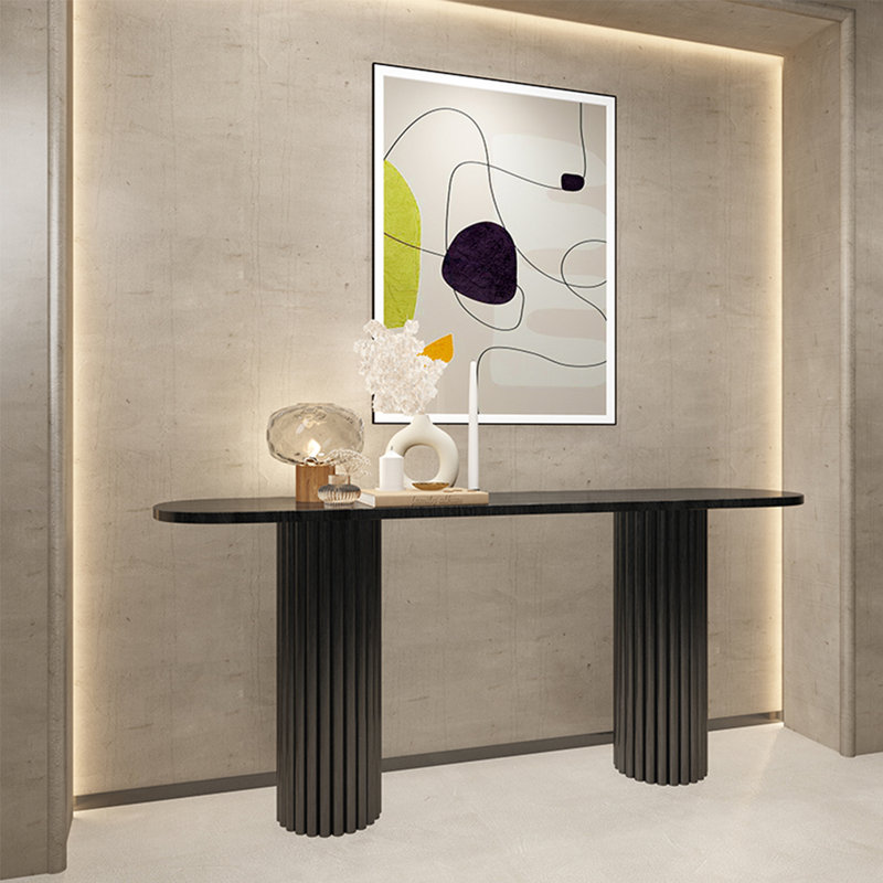 Console Retro Minimalist Elegant, H 31,5 po x l 70,87 po x P 13,78 po, Noir, noir, noir, noir