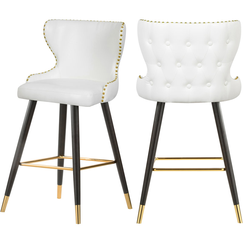 Tabouret Bernice, Cuir végétalien blanc
