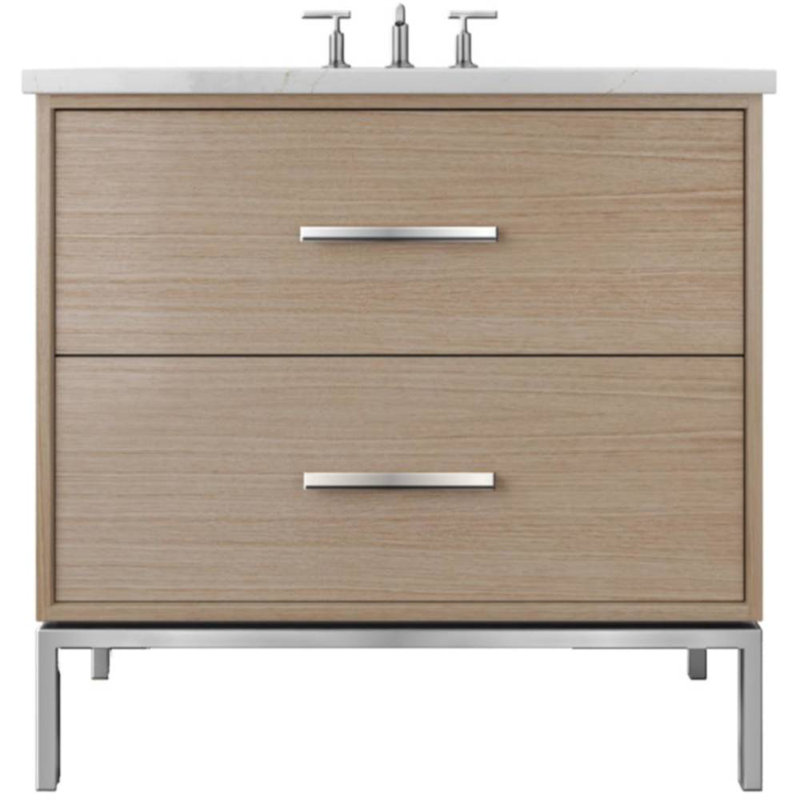Rift White Oak Two-Drawer Single Bath Vanity, 30", Natural Weathered, Polished Chrome