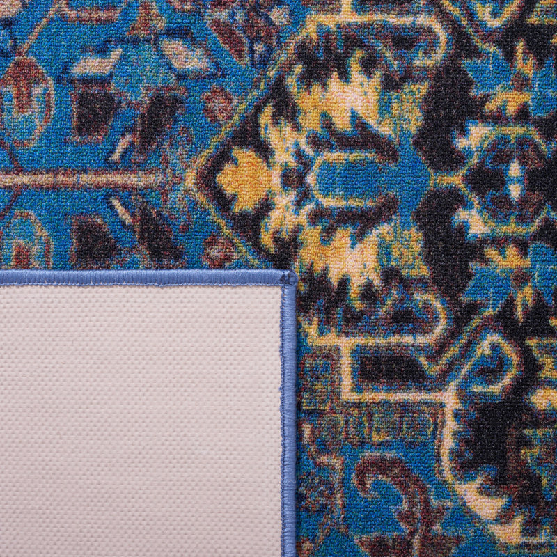 Blue and Red 8' x 10' Synthetic Washable Area Rug
