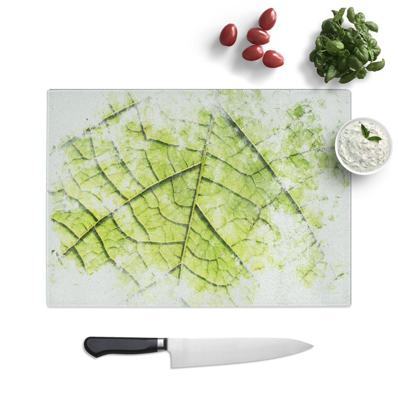 Tempered Glass Leaf Roads Chopping Board, 20 cm x 28.5 cm